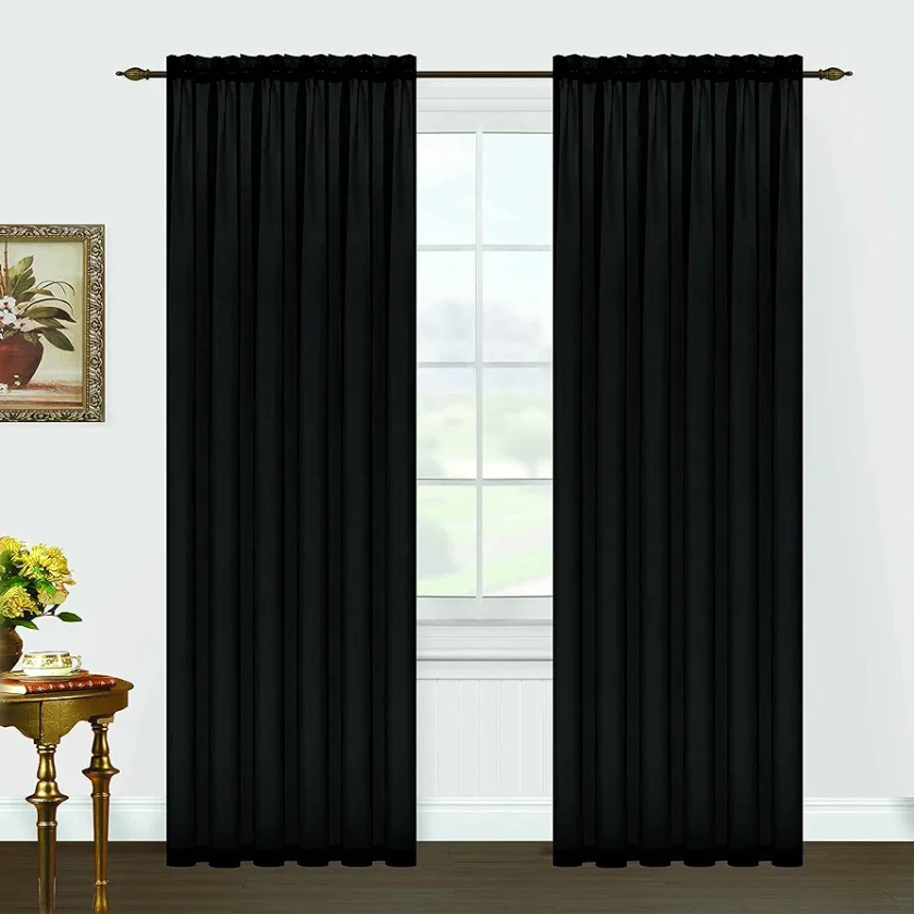 Monique 95" Black Curtain, Window Panel 58 x 95-inch