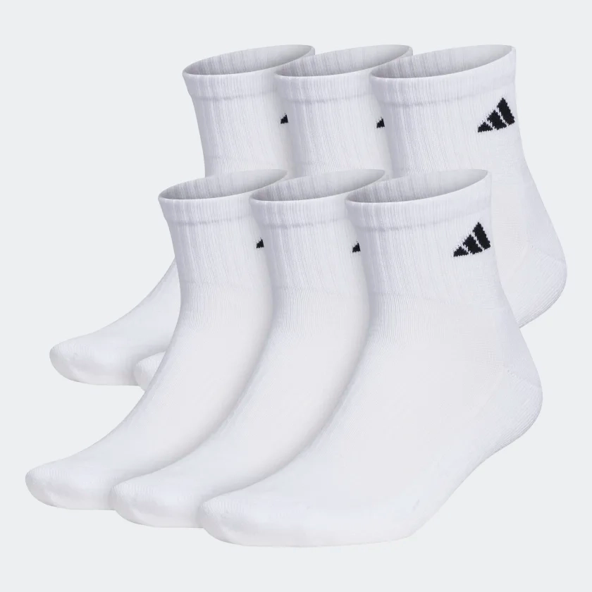 adidas Athletic Cushioned Quarter Socks 6 Pairs - White | Free Shipping with adiClub | adidas US