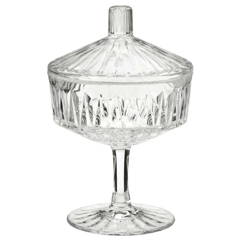 SÄLLSKAPLIG Bonbonnière, verre transparent/à motifs, 10 cm - IKEA