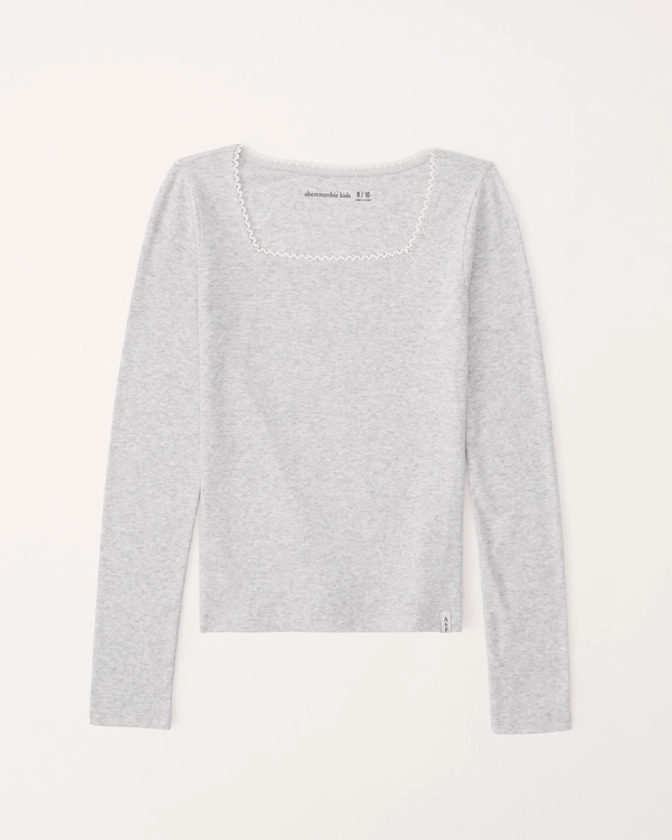 girls essential long-sleeve squareneck rib tee | girls 30% off select styles | Abercrombie.com