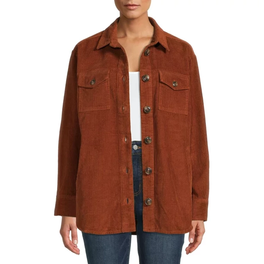 Time and Tru Women's Corduroy with Buttons Shacket