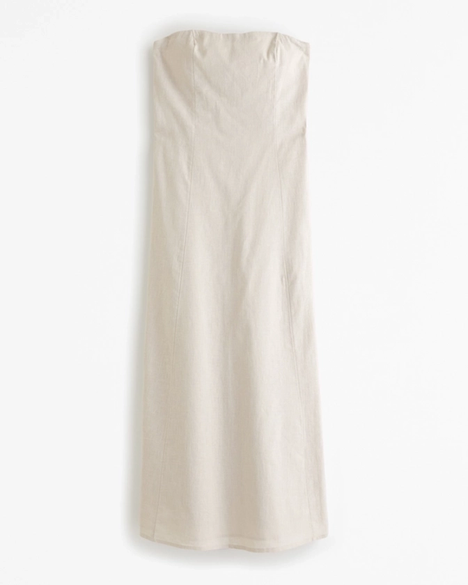 Women's Strapless Skimming Linen-Blend Maxi Dress | Women's Dresses & Jumpsuits | Abercrombie.com