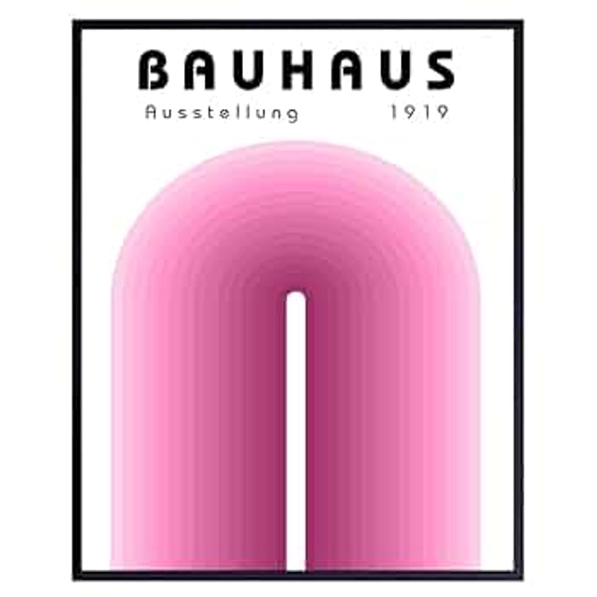 Bauhaus Art Geometric Wall Decor - Minimalism Style Gallery Wall Art - Mid-century modern Abstract Wall Art - Pink Mid Century Modern Vintage Retro Wall Decor - Minimalist Aesthetic Bauhaus Wall Art