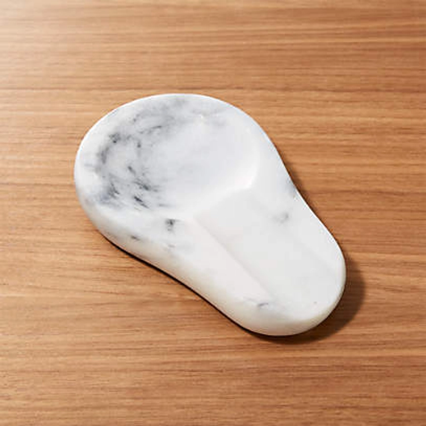 French Kitchen White Marble Spoon Rest + Reviews | Crate & Barrel