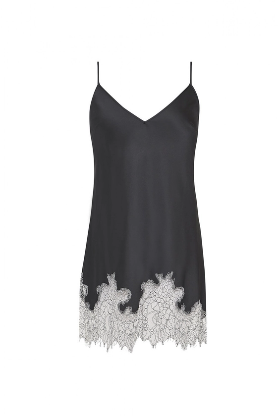 White Lace Detailed Silk Mini Slip Dress