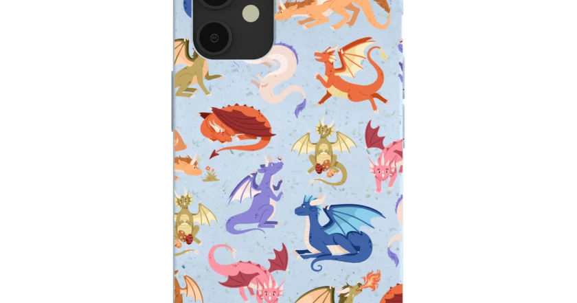 Powder Blue Dragon Cuties iPhone 15 Case