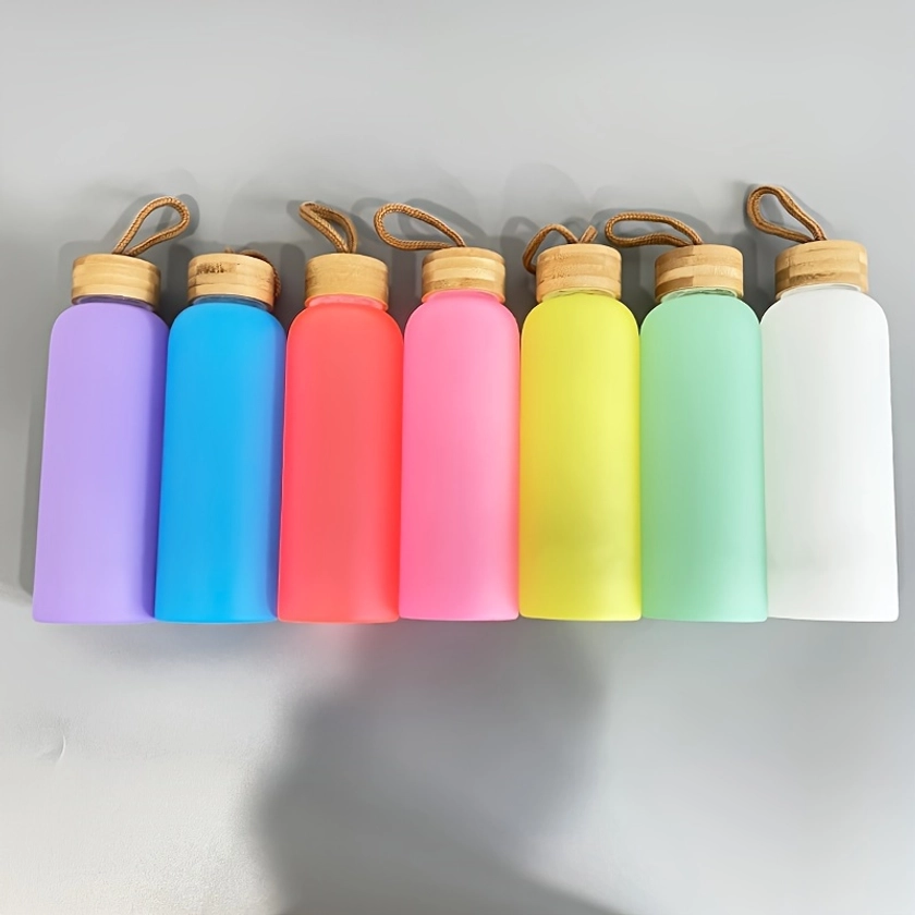 36pcs, USA warehouse free shipping 20oz colorful matte blank sublimation frosted glass water bottle tumblers with bamboo lids 20oz Glass Drinking Bott