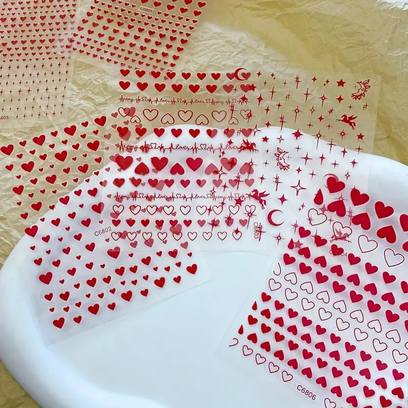 Valentine's Day Nail Art Stickers Love Designs In - Temu Australia