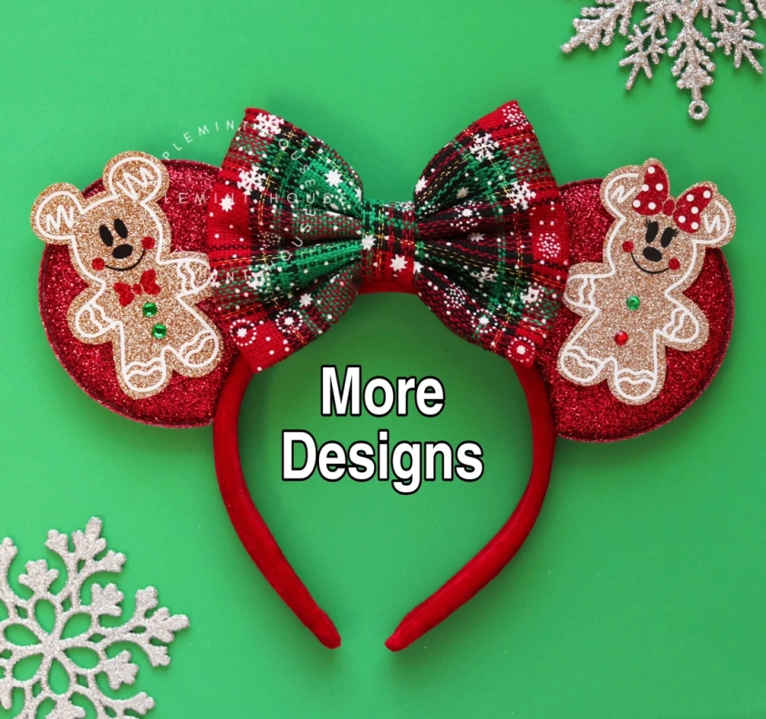 Christmas Gingerbread Mickey Ears, Christmas Minnie Ears, Mouse Ears Headband, Christmas Ears, Holiday Ears, Gingerbread, Custom Ears - Etsy
