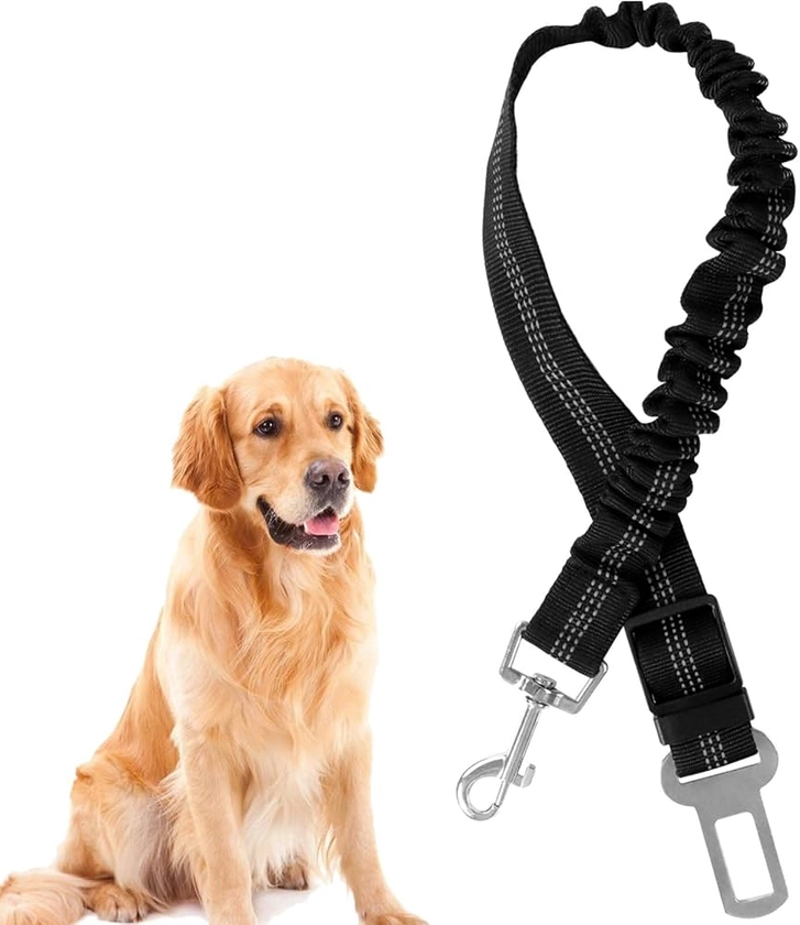 Redamancy Ceinture Chien Voiture, 1 Pièces Harnais, Ceinture Securite avec Absorption des Chocs et Mousqueton pour Tout Type de Voiture pour Tous Les Chiens et Chats