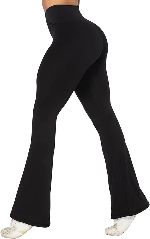 Sunzel Womens Flare Leggings with Tummy Control Crossover Waist and Wide Leg