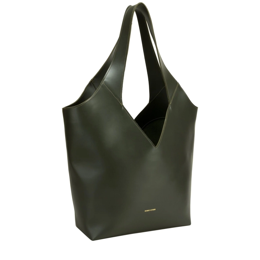 Twin Strap Tote Bag With Pouch Forest Green