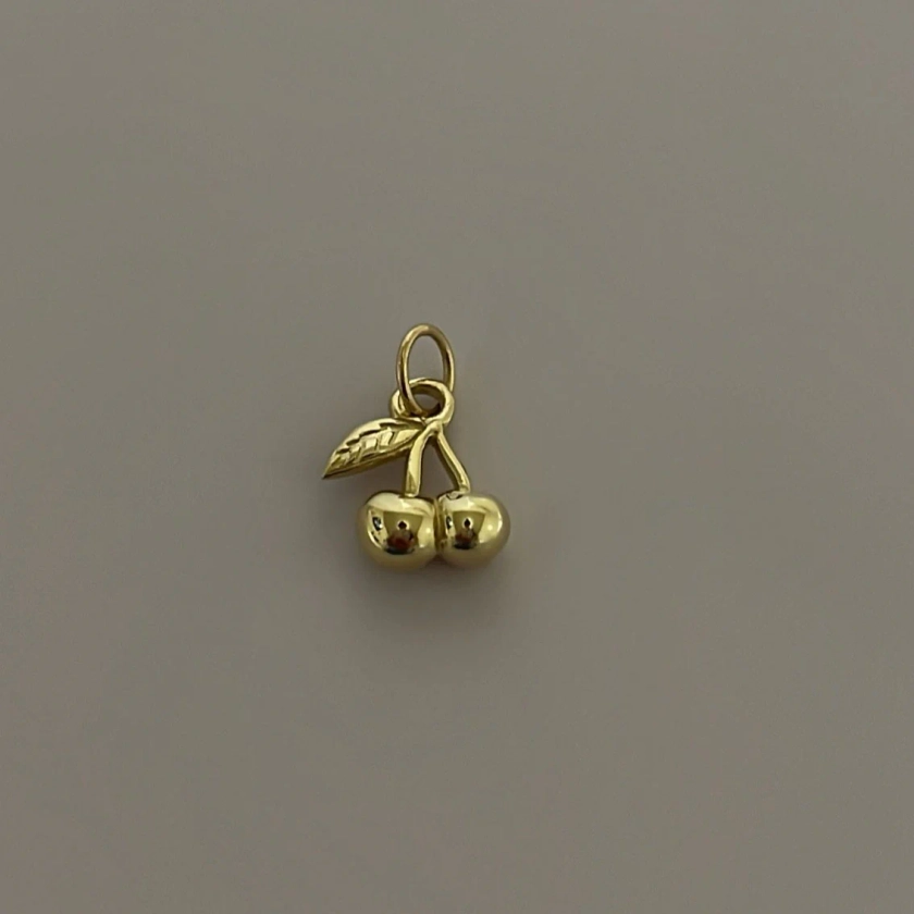 14K solid gold Cherry charm