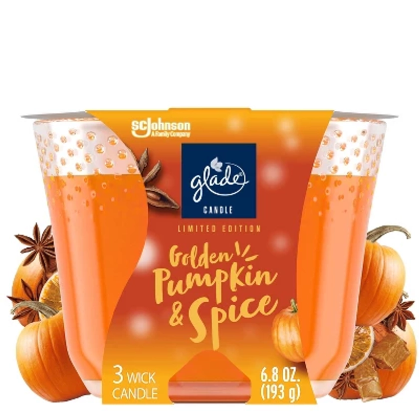 Glade 3-Wick Large Candle - Golden Pumpkin & Spice - 6.8oz