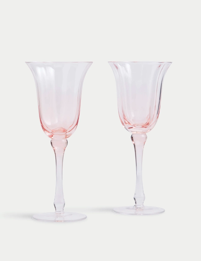 Set of 2 Fleur Ombré Wine Glasses | M&S Collection | M&S