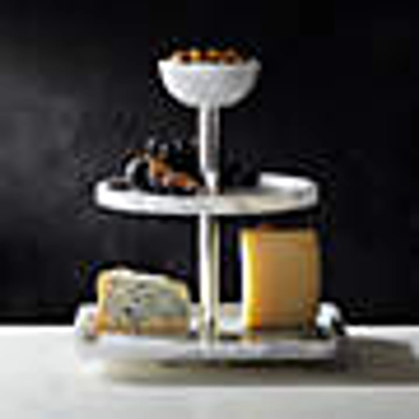White Marble Tiered Serving Stand by Jennifer Fisher