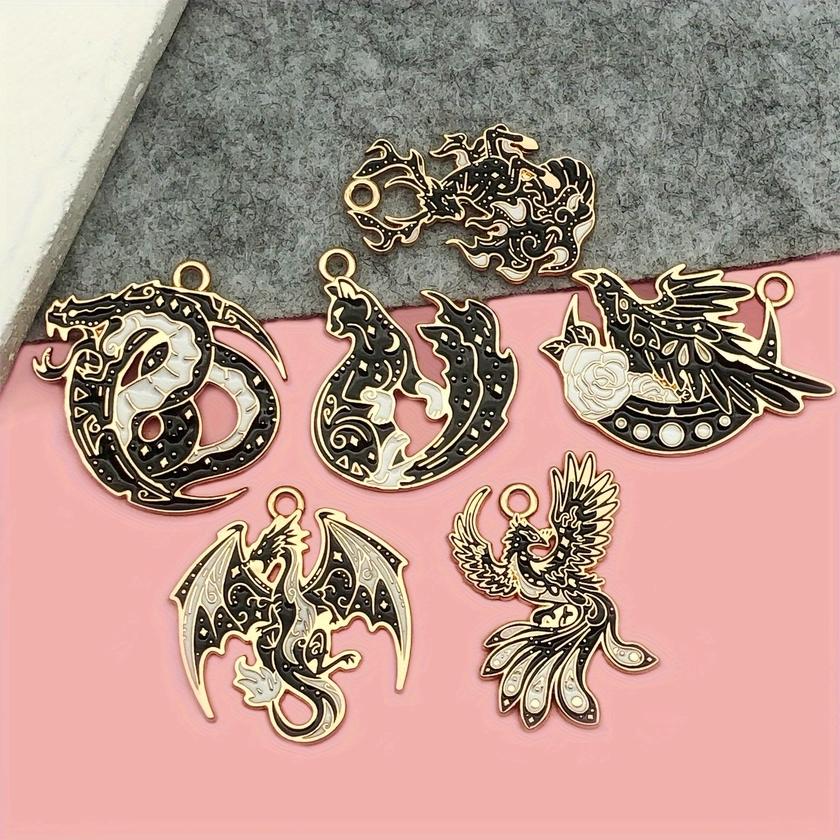 Black Gothic Charms Jewelry Making Zinc Alloy Flying - Temu