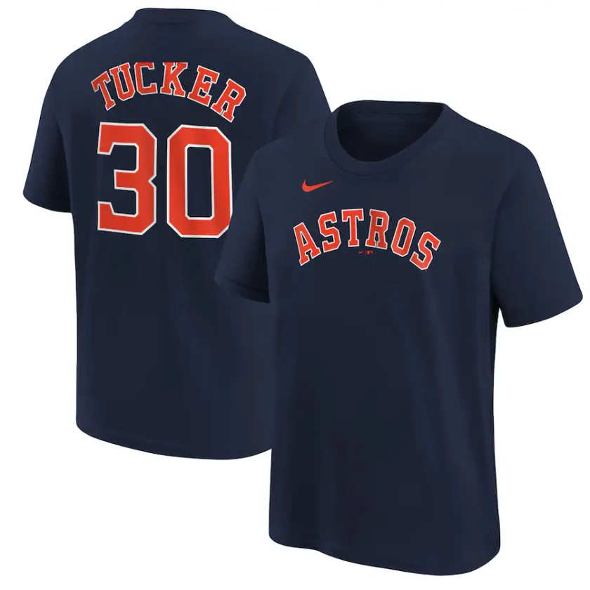 Youth Houston Astros Kyle Tucker Nike Navy Name & Number T-Shirt