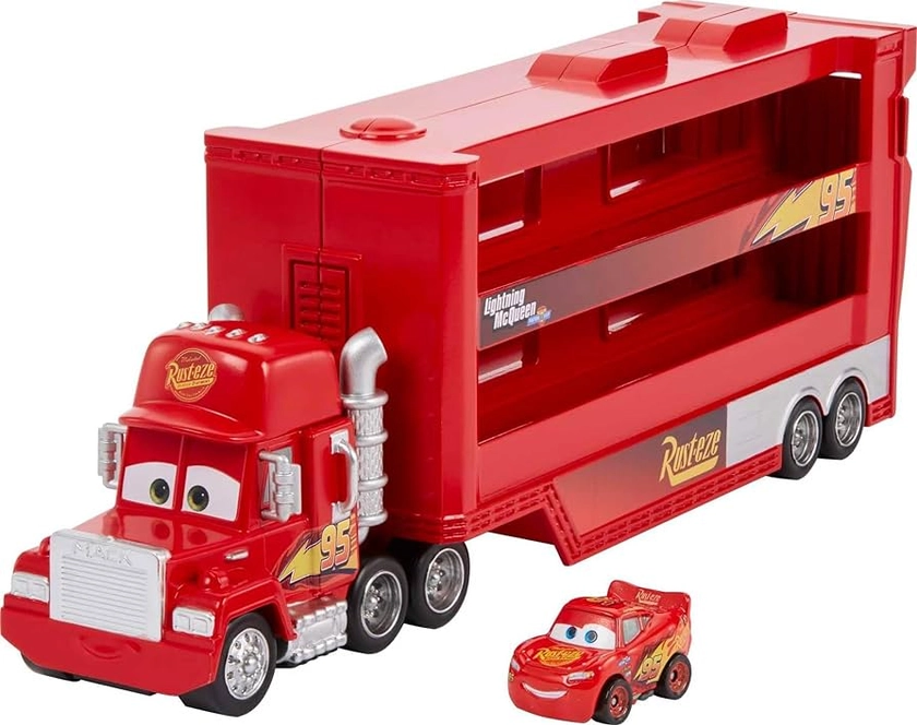 Mattel Disney and Pixar Cars Disney and Pixar Cars Minis Transporter With Vehicle, Kids Birthday Gift For Ages 4 Years and Older, GNW34, Mack Hauler