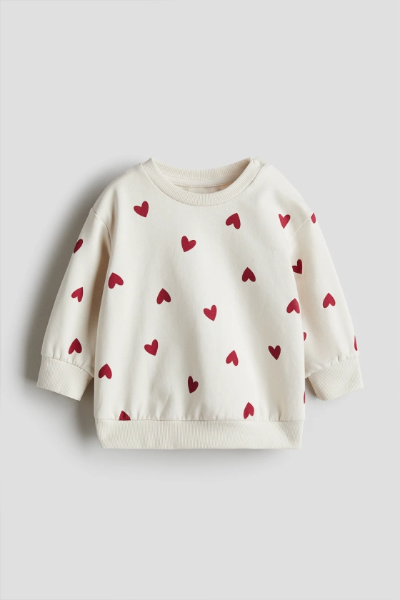 Cotton sweatshirt - White/Hearts - Kids | H&M GB