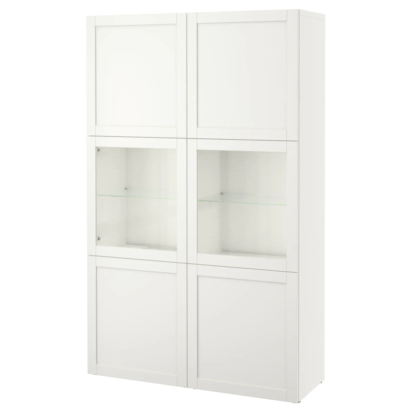 BESTÅ combinaison rangement ptes vitrées, blanc Hanviken/Sindvik blanc verre transparent, 120x42x193 cm - IKEA