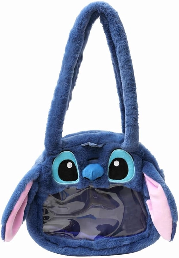 Kawaii Plush Crossbody Bag Cute Crossbody for Kids Furry Crossbody Bag for Girl Transparent Mini Children's Shoulder Bag for Girls with Zips Cute Children's Gift (Blue