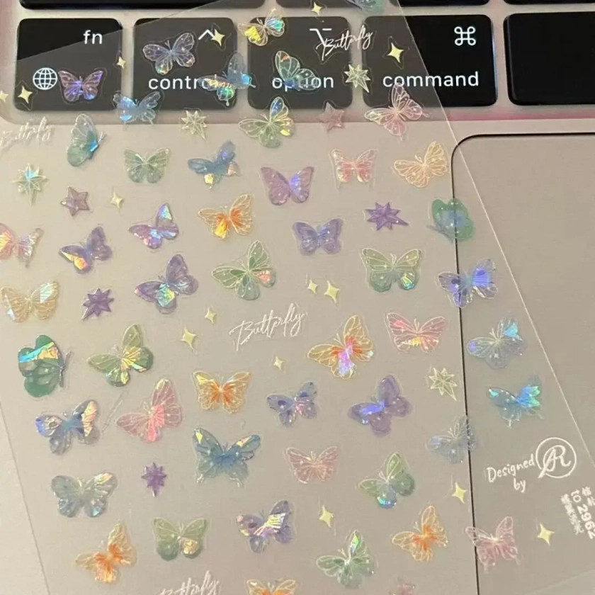 Лазерные стикеры с изображением бабочек и крыльев на AliExpress