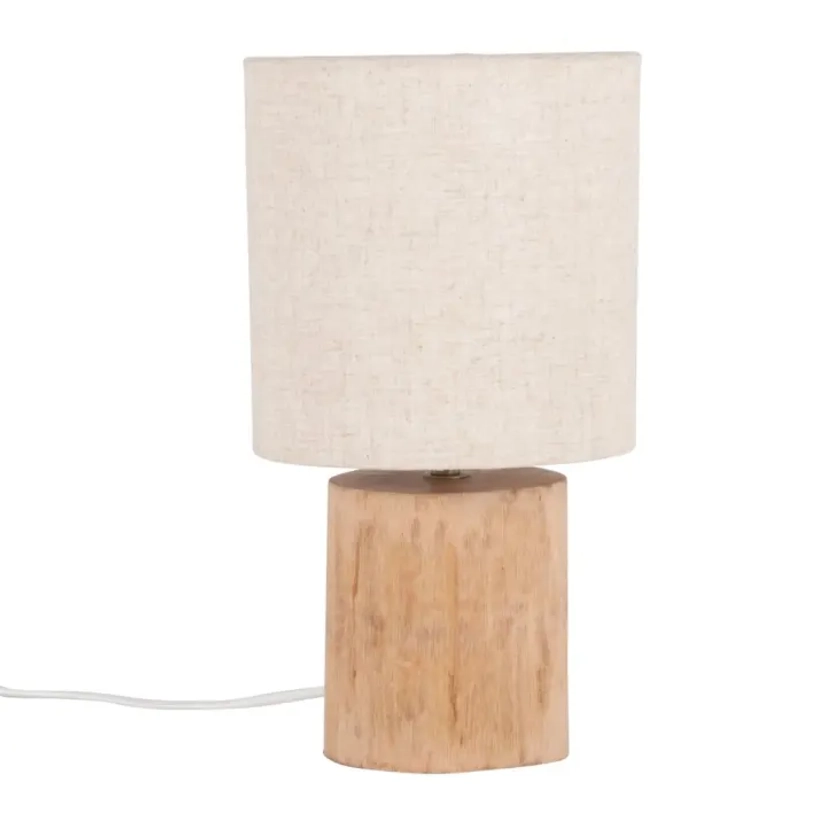 Lampe en eucalyptus et abat-jour en coton écru