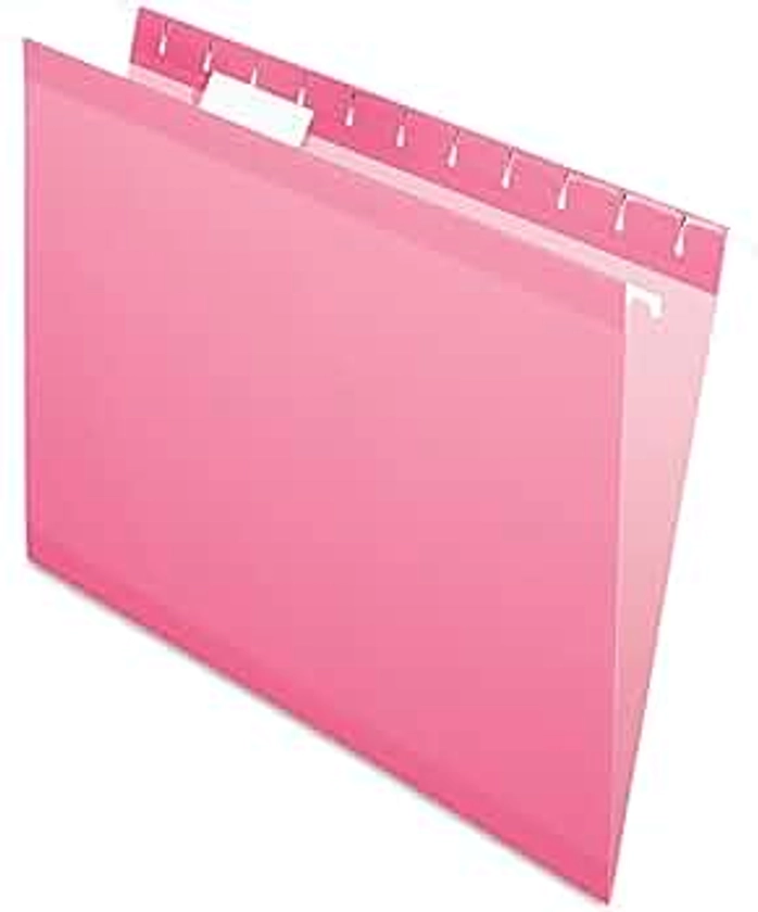 Pendaflex Reinforced Hanging File Folders, Letter Size, Pink, 1/5 Cut, 25/BX (4152 1/5 PIN)