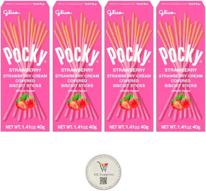Amazon.com: Pocky Biscuit Stick 1.41oz (Pack of 4) (Strawberry Cream) : Grocery & Gourmet Food