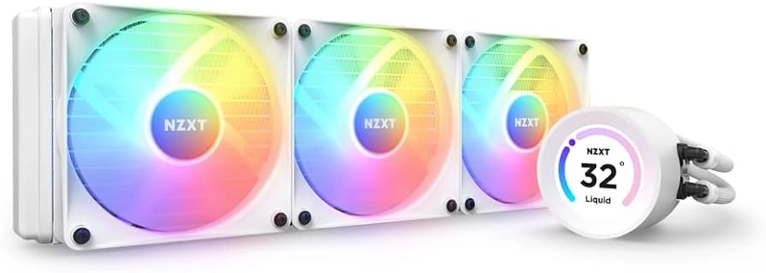 NZXT Kraken Elite 360mm RGB AIO CPU Liquid Cooler with Customizable LCD Display, High-Performance Pump, and 3 RGB Fans - White