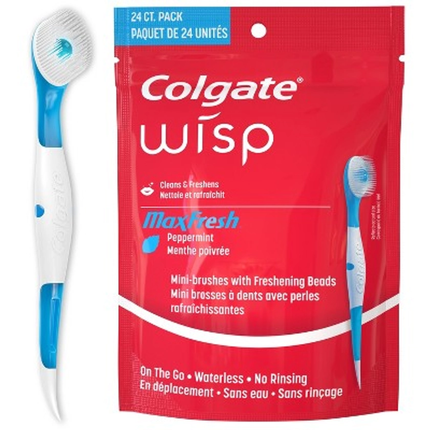 Colgate Optic White Wisp Disposable Mini Toothbrush, Peppermint - Trial Size - 24ct