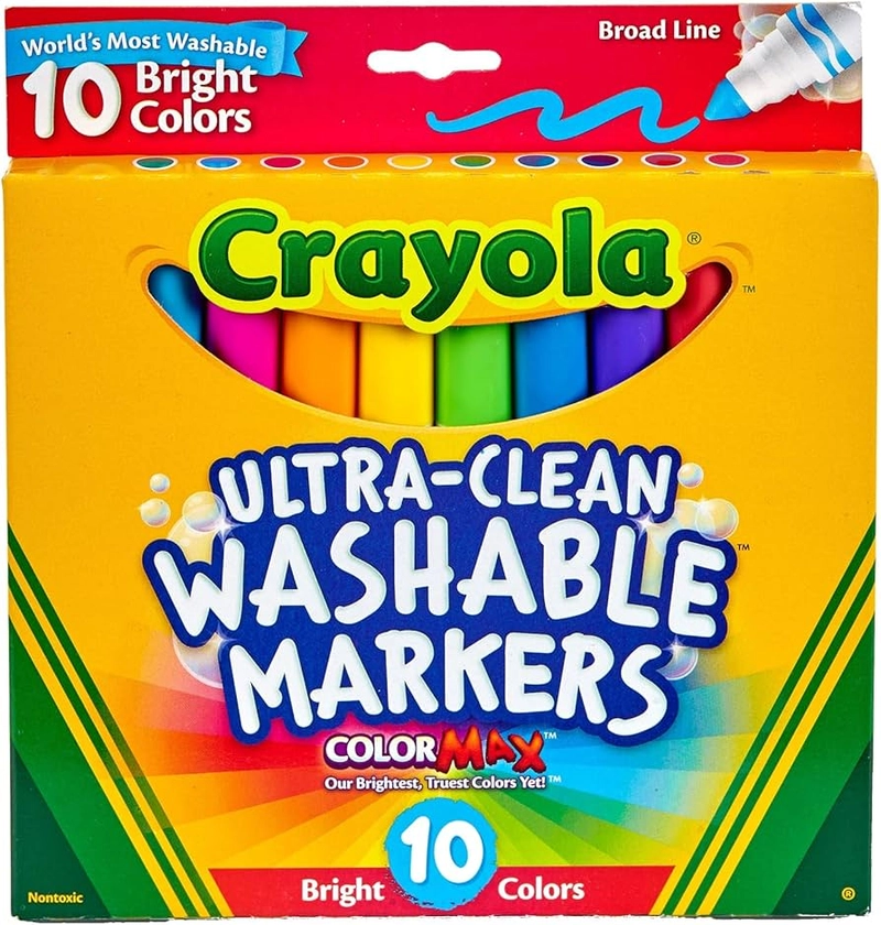 Crayola 10 Pack Ultra Clean Washable Markers, Bright Neon Colours, Broadline Tips, Perfect Drawing and Colouring Markers, Safe and Nontoxic, Great for Arts & Crafts, School and Home : Amazon.com.au: Toys & Games