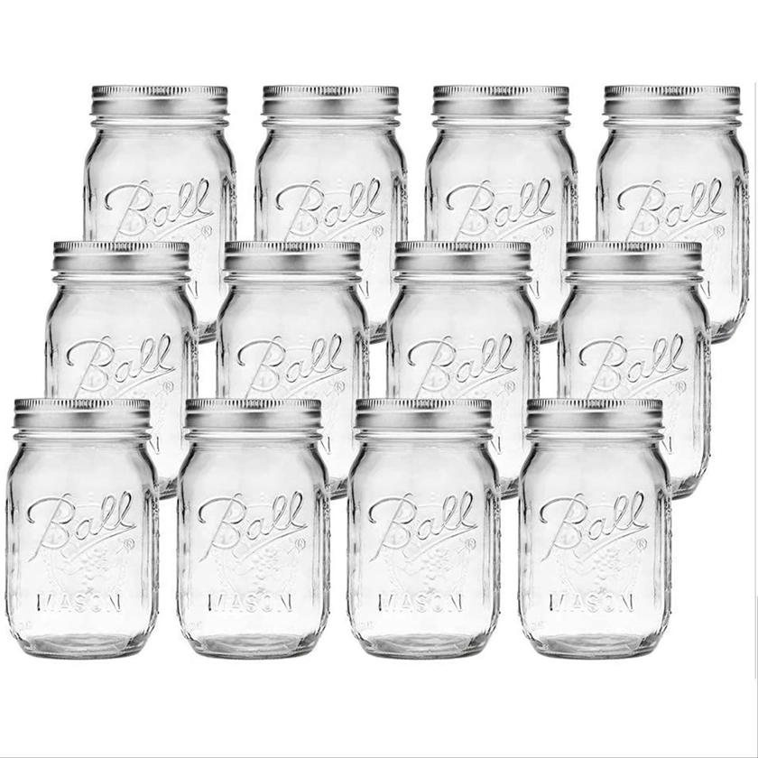 Vikus 12 Pieces Canning Jars - 480ml Empty Spice Bottles With Airtight Lids And Labels