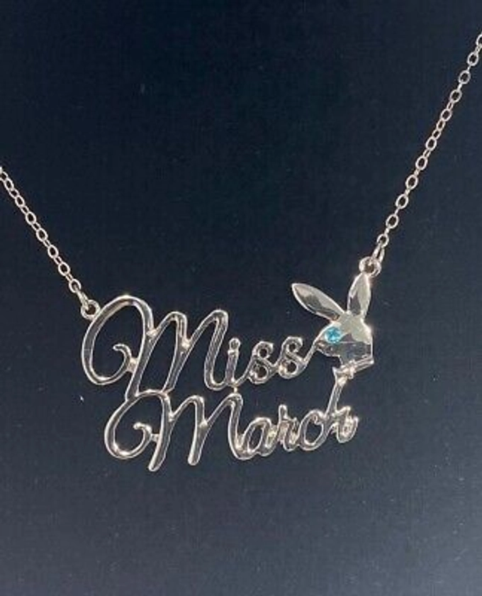 PLAYBOY MISS March w/BIRTH MONTH STONE Necklace jewelry | eBay