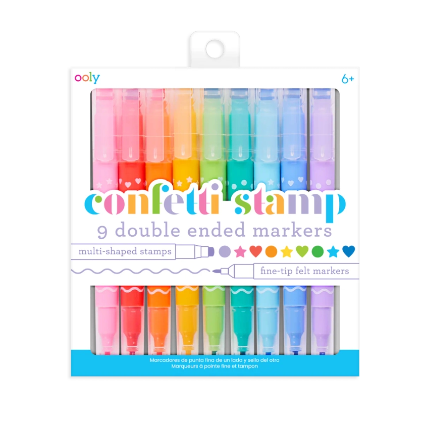 Confetti Stamp Double-Ended Markers - Set of 9