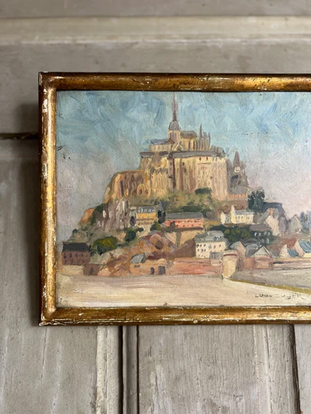 Mont St Michel Vintage French Framed Landscape Oil Painting