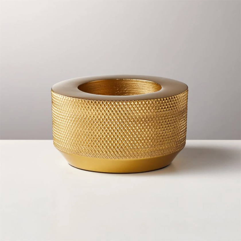 Knurled Gold Tea Light Candle Holder + Reviews | CB2