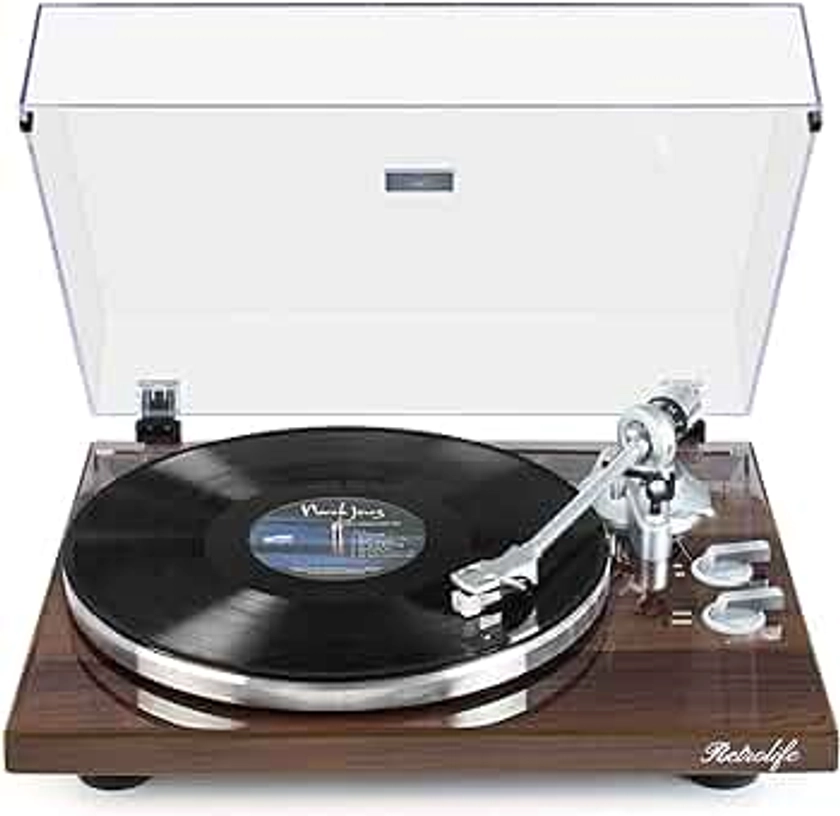 Turntables Belt-Drive Record Player with Wireless Output Connectivity, Vinyl Player Support 33&45 RPM Speed Phono Line USB Digital to PC Recording with Advanced Magnetic Cartridge&Counterweight