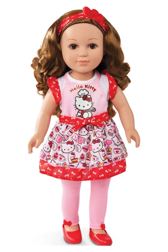 My Life As Poseable Hello Kitty Baker 18inch Doll, Brunette Hair, Brown Eyes