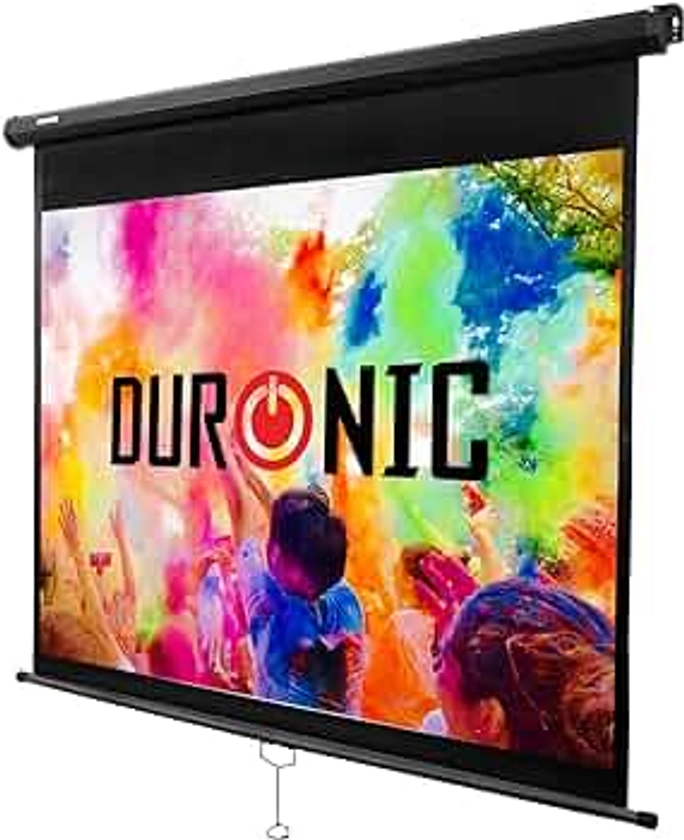 Duronic 60" Projector Screen MPS60 /43 BK, BLACK Pull-Down Projector Screen, Screen Size: 122x91cm / 48x36”, 4:3 Ratio, Matt White +1 Gain, HD High Definition, Home Cinema School Office