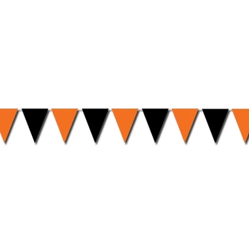 Beistle 17" x 30' Halloween Outdoor Pennant Banner; Orange/Black 2/Pack 00116