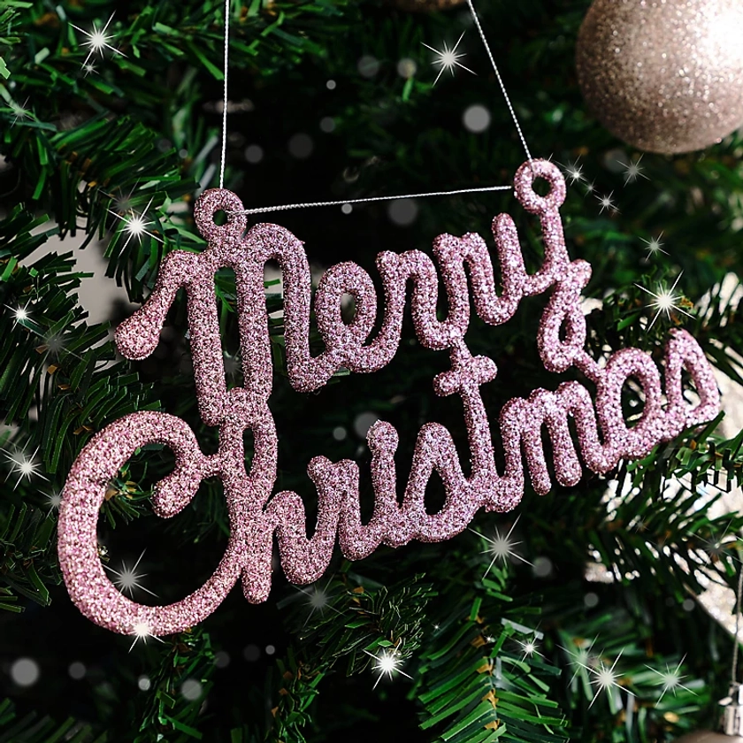 Melody Maison Pink Glitter Merry Christmas Sign | DIY at B&Q