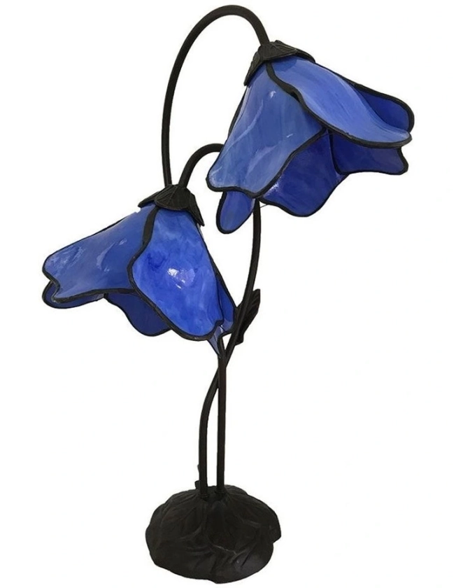 Twin Lotus Lamp Blue