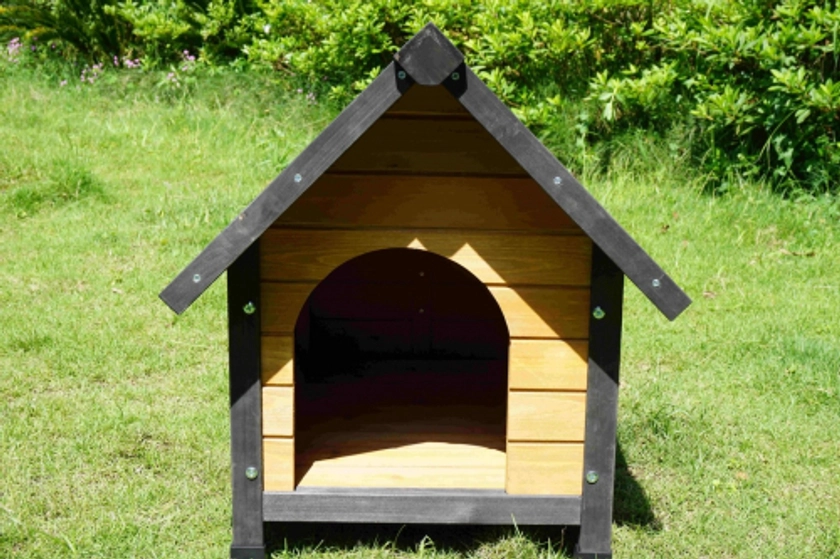 Niche en bois d'extérieur Black Cléo pour chiens et chats ZOLIA