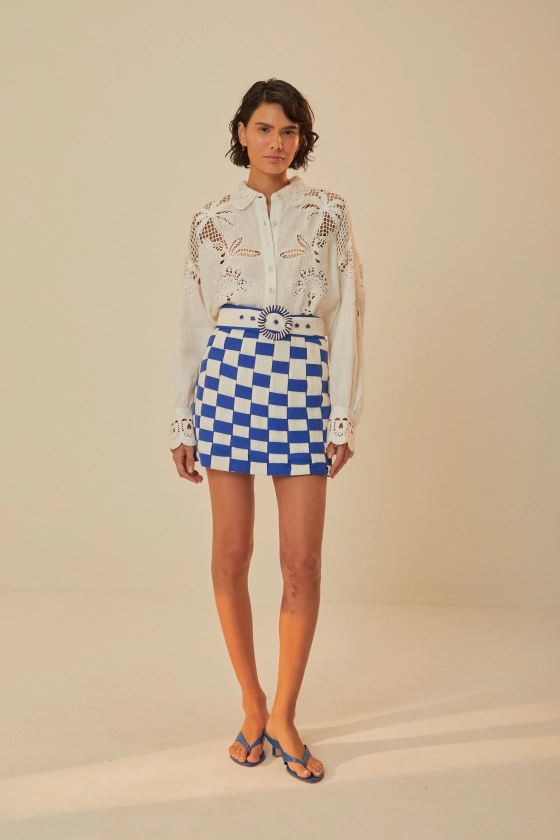 Bicolor Interweaving Euroflax™ Premium Linen Mini Skirt