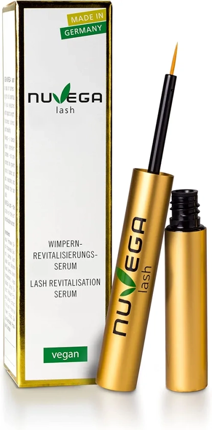 Nuvega Lash - Siero Ciglia e Siero Sopracciglia Vegano per Ciglia Lunghe in Sole 4-6 Settimane I Eyelash Serum Rigenerante I Siero Crescita/Allungamento Ciglia I Prodotto in Germania I 1ml