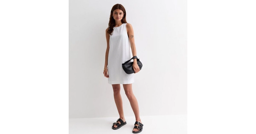 White Linen Blend Sleeveless Mini Dress | New Look