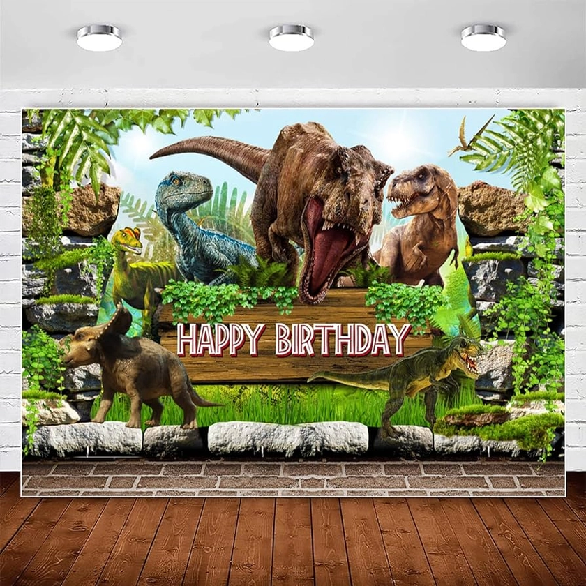 Amazon.com : InMemory Dinosaur Themed Birthday Backdrop Banner Jungle Forest 3D Dinosaur World Park Photography Background for Kids Child Animal Dino Birthday Party Decorations Supplies Photo Booth Backdrops 7x5ft : Electronics