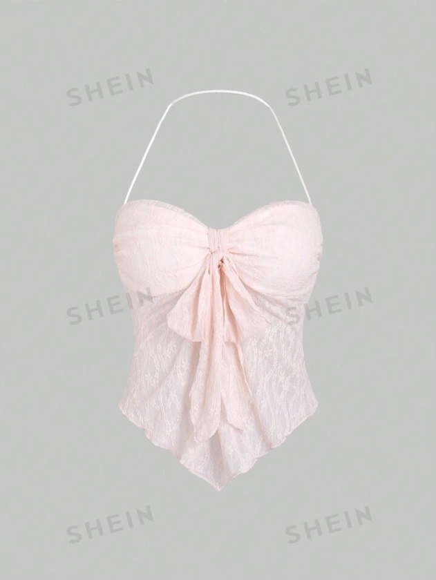 SHEIN MOD Tie Front Bandana Hem Tube Top